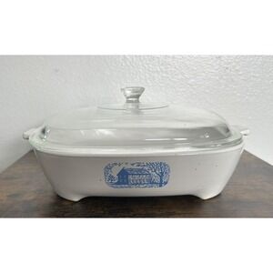 Vintage Corning Ware Amana Radarange Browning Skillet With‎ Lid Blue Colonial